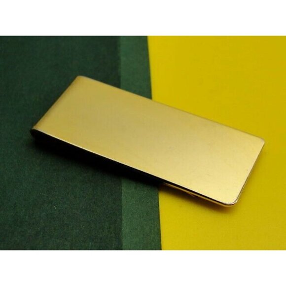 Engravable Plain Money Clip Stainless Steel Gold Tone Credit Card Cash - Picture 2 of 9